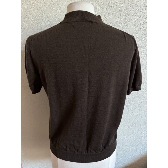 Vtg Crocodile Women’s Argyle Sweater Vest Brown Mock Neck Knit Pullover Preppy - Picture 2 of 9